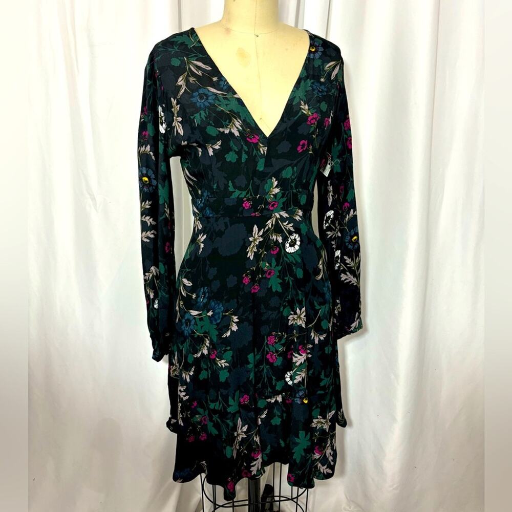 ASTR the Label Black Floral Boho Bell Sleeve Mini Dress X Small